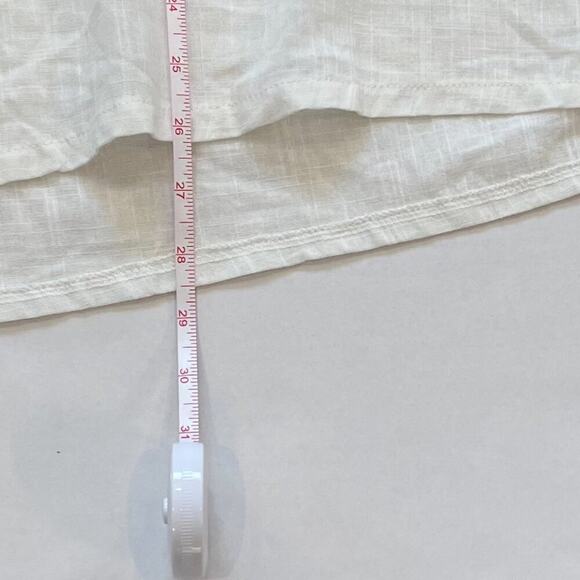 NWT Linen Blend White Roll Tab Sleeve Button V-Neck Pullover Tunic Cover-Up L - Picture 9 of 9